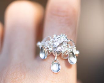 Anatomical Heart Filigree Ring - Sølje Ring - 925 Sterling Silver