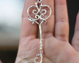 Elvish Key Pendant with Moonstone - Sterling Silver 925