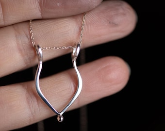 Ring Holder Pendant Necklace - Charm Holder - Sterling Silver 925 or 14k Gold 585, White Yellow or Rose