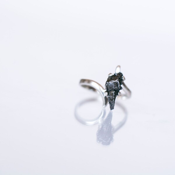 Meteorite Ring with Sterling Silver and Campo del Cielo - Engagement Ring "Nadia"