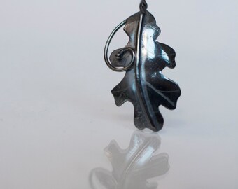 Elvish Oak Leaf Pendant ~ Oxidized 925  Silver ~ Hand Fabricated -