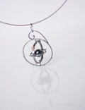 Solar System Necklace Pendant with Gold Planets - Spinning Solar System925 Sterling Silver and 14K Gold -  Kinetic Orrery Necklace