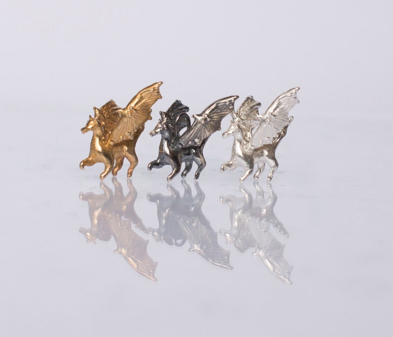 Dragon Pendant 925 Sterling Silver Necklace or Brass Pendant Hand sculpted miniature dragon image 1