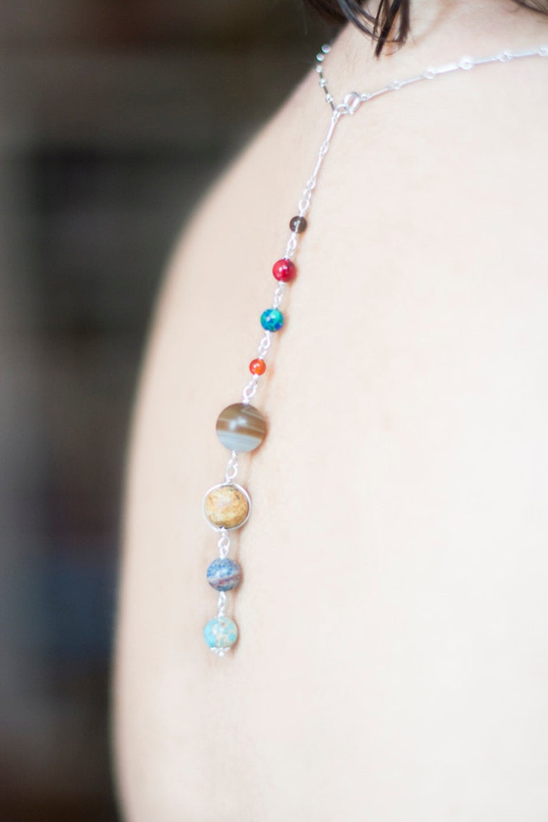 Solar System Backlace Necklace Stone Bead Planets image 2