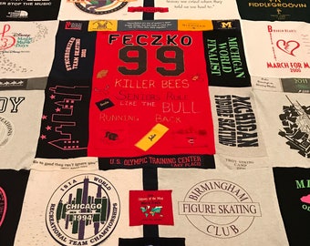 T-Shirt Blanket, T-Shirt Quilt, Memory Blanket, Memory Quilt, Concert, Handmade, School blanket, College, High School, Christmas Gift