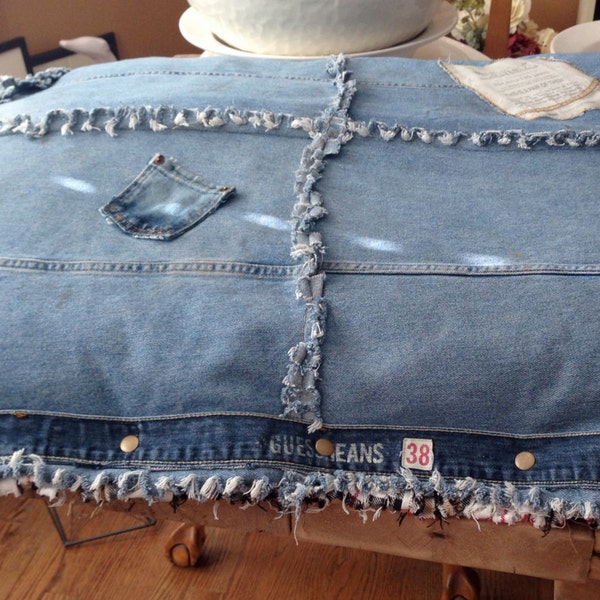 Large Denim Dog Bed, recycled denim, destroyed denim, large dog bed, denim dog bed