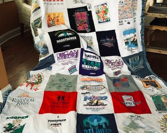 Custom T-Shirt Memory Blanket, Personalized Keepsake Quilt