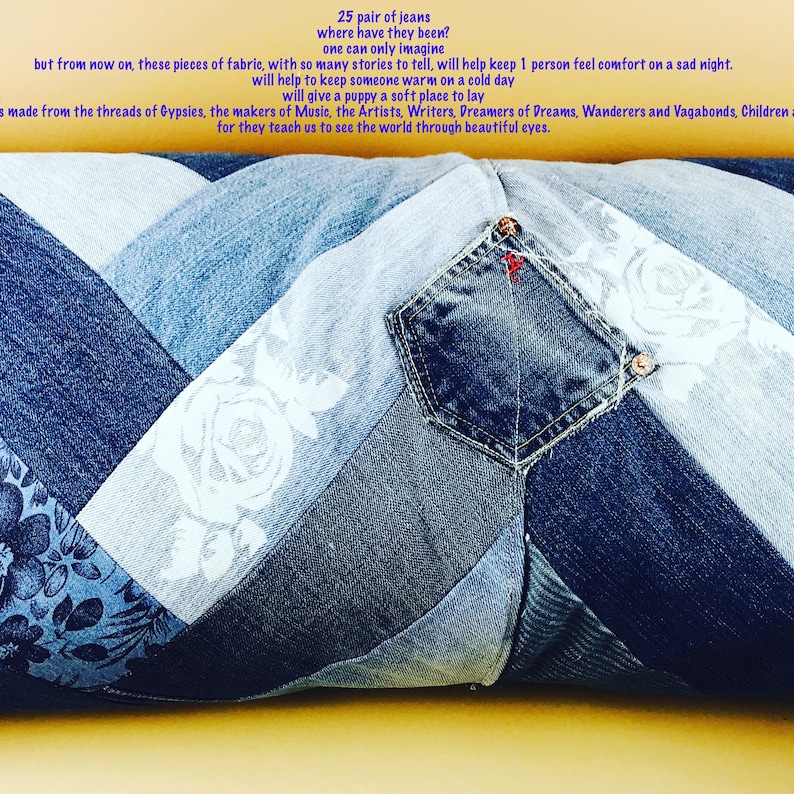 Recycled Denim Blanket Recycled Denim Chevron Herringbone Etsy