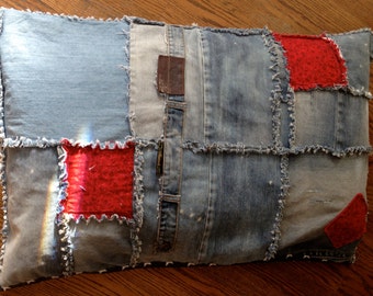 Small Blue Jean Dog Bed, recycled denim, denim dog bed, blue dog bed, custom made dog bed