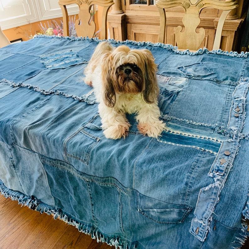 Giant Extra Large Denim Dog Bed Cover Distressed Denim Dog Etsy