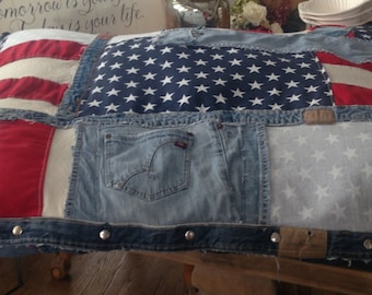 Dog Bed, Canvas Dog Bed, Denim Dog Bed, Super Huge American Flag Dog Bed, American flag Dog Bed, American flag