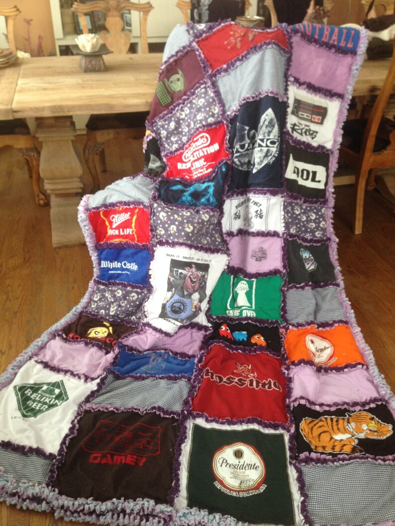 CUSTOM HANDMADE RAGGED Tshirt Blanket Tshirt Quilt Etsy