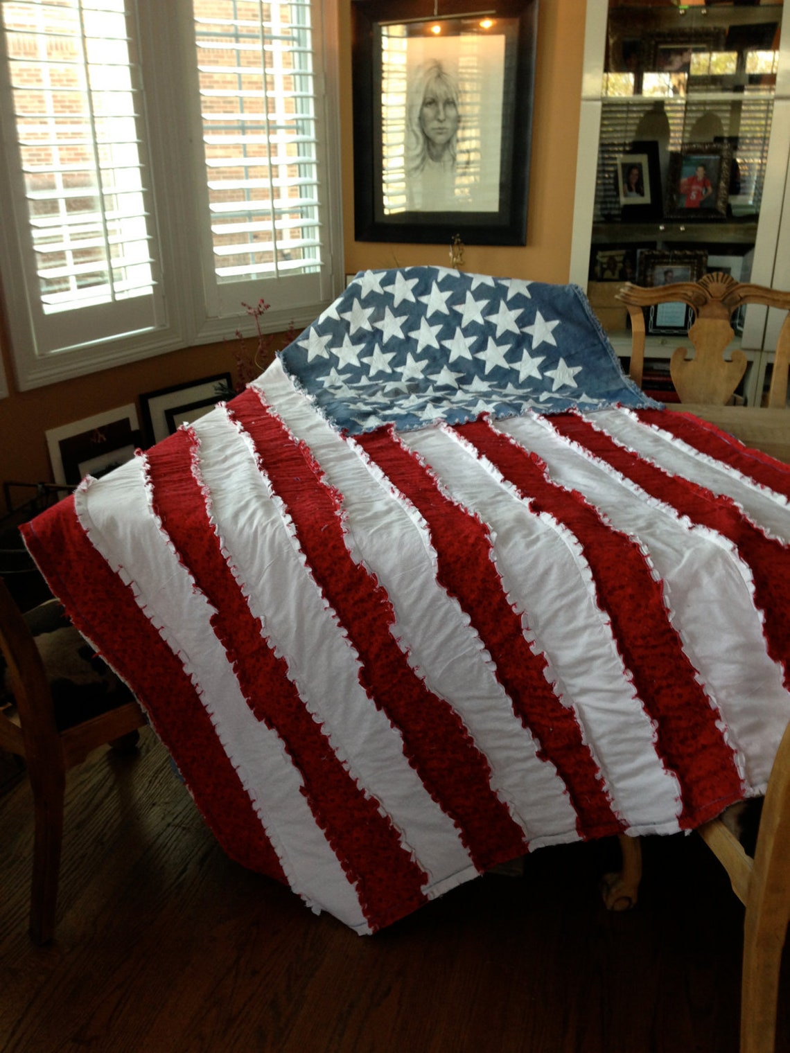 American Flag Blanket American Flag Ragged Blanket American Etsy