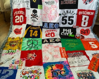 Custom, Handmade, Large T-Shirt Blanket with Ragged Edges