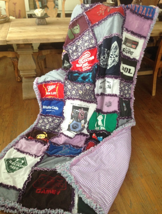 CUSTOM HANDMADE RAGGED T shirt Blanket T shirt Quilt Etsy