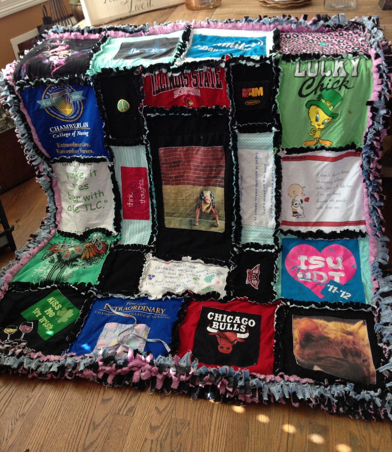 CUSTOM HANDMADE RAGGED Tshirt Blanket Tshirt Quilt Etsy