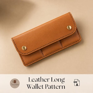 Leather Long Wallet Pattern - Leather Wallet Pattern PDF, Long Wallet Pattern, Long Wallet, Leathercraft Pattern, Leather Craft