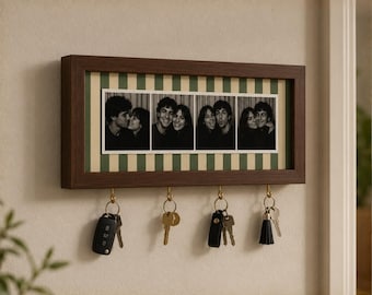 Gepersonaliseerde sleutelhanger met foto, op maat gemaakte wanddecoratie voor de hal, cadeau voor een stel bij een housewarming