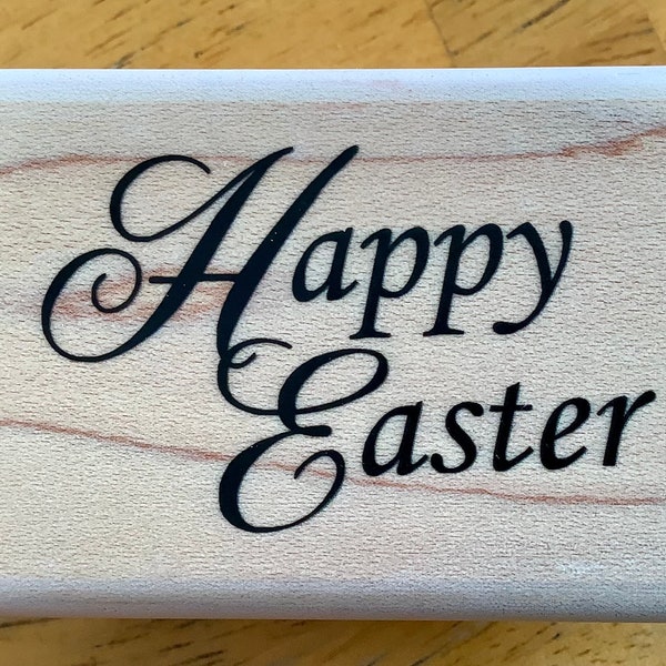 CRACKERBOX PALACE  Wood mount Rubber Stamp, “Happy Easter”