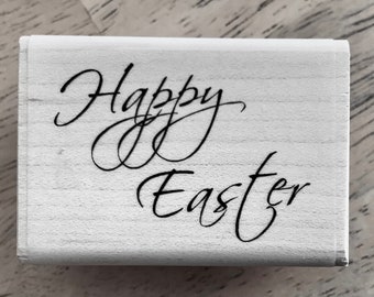 CRACKERBOX PALACE  Wood mount Rubber Stamp, “Happy Easter”