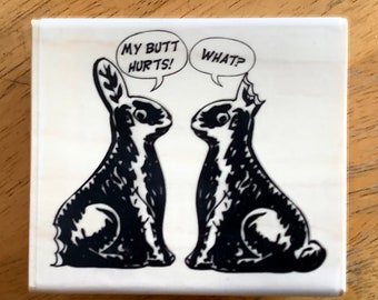 CRACKERBOX PALACE  Wood mount Rubber Stamp, “Chocolate Bunnies”