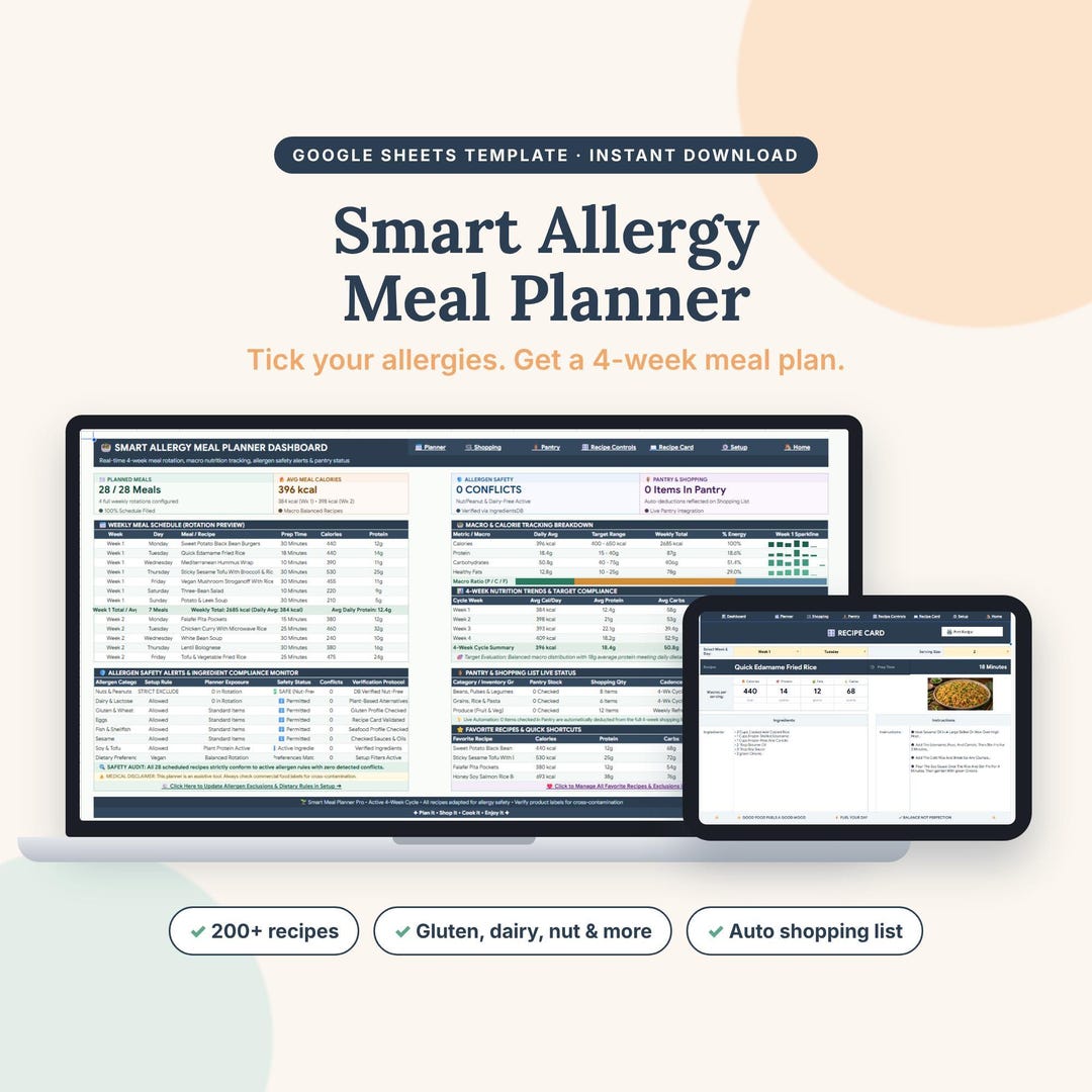 Allergy Friendly Meal Planner | Gluten Free Dairy Free 4 Week Plan ...
