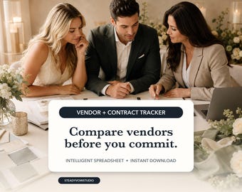 Wedding Vendor Tracker Spreadsheet, Contract and Payment Planner