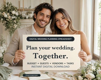 Wedding Planner Spreadsheet for Couples: Budget, Guests, Vendors & Tasks