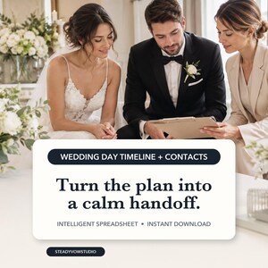 Wedding Day Timeline Spreadsheet and Contact Sheet Planner
