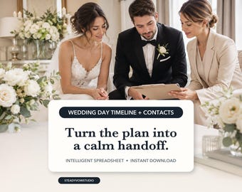 Wedding Day Timeline Spreadsheet and Contact Sheet Planner
