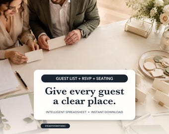 Wedding Guest List Spreadsheet, RSVP Tracker and Seating Planner
