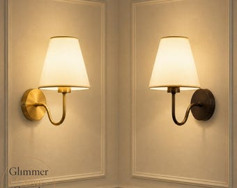 Modern Wall Sconce Gold Black Fabric Shade Wall Light Bedroom Bedside Lamp Hallway Lighting Fixture Contemporary Home Decor Accent Lighting