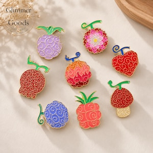 One Piece Devil Fruit Emalj Pin Anime Akuma no Mi Kavajnål Luffy-inspirerad Badge Kawaii Ryggsäck Ita Väska Tillbehör Manga Samlare Gåva