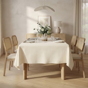 Mantel de lino natural, rectangular, para mesa de comedor, decoración rústica minimalista estilo granja, mantel reversible para cocina.