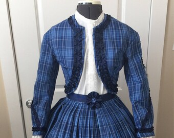 Custom 4 Piece Civil War High Fashion Outfit - Reenacting Clothing - Historical Dress - Victorian Dress - Dickens