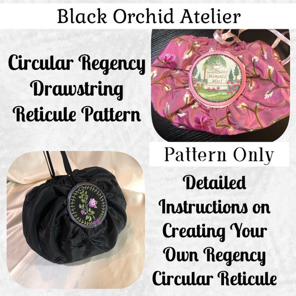 Pattern Only - Regency Circular Drawstring Reticule Instant Download PDF Pattern