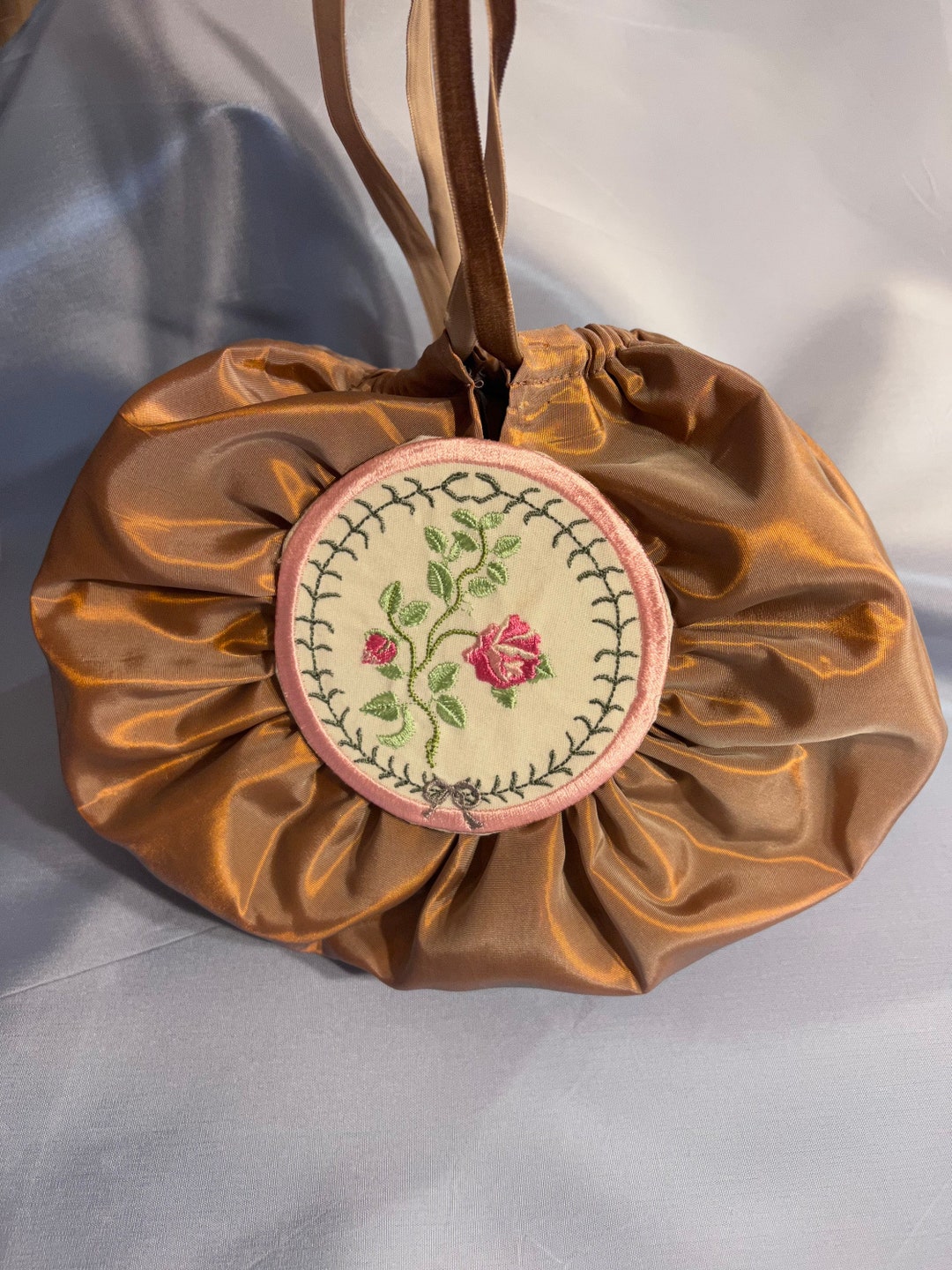 Regency Round Reticule Regency Circular Reticule Purse Peachy Iridescent Brown - Etsy