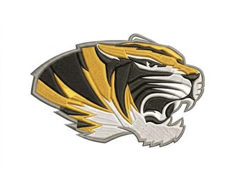 Tiger Head Mascot Embroidery Design – Athletic Sports Emblem (Digital File)