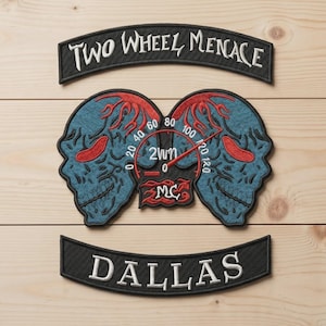 Biker Club Embroidery Set – Speedometer Skulls, Rocker Patches (Digital File)