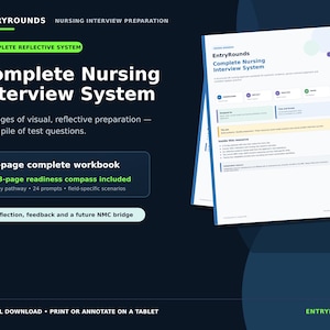 Pacchetto di preparazione al colloquio per infermieri / Manuale di infermieristica per università del Regno Unito, codice NMC e diagnosi / PDF digitale