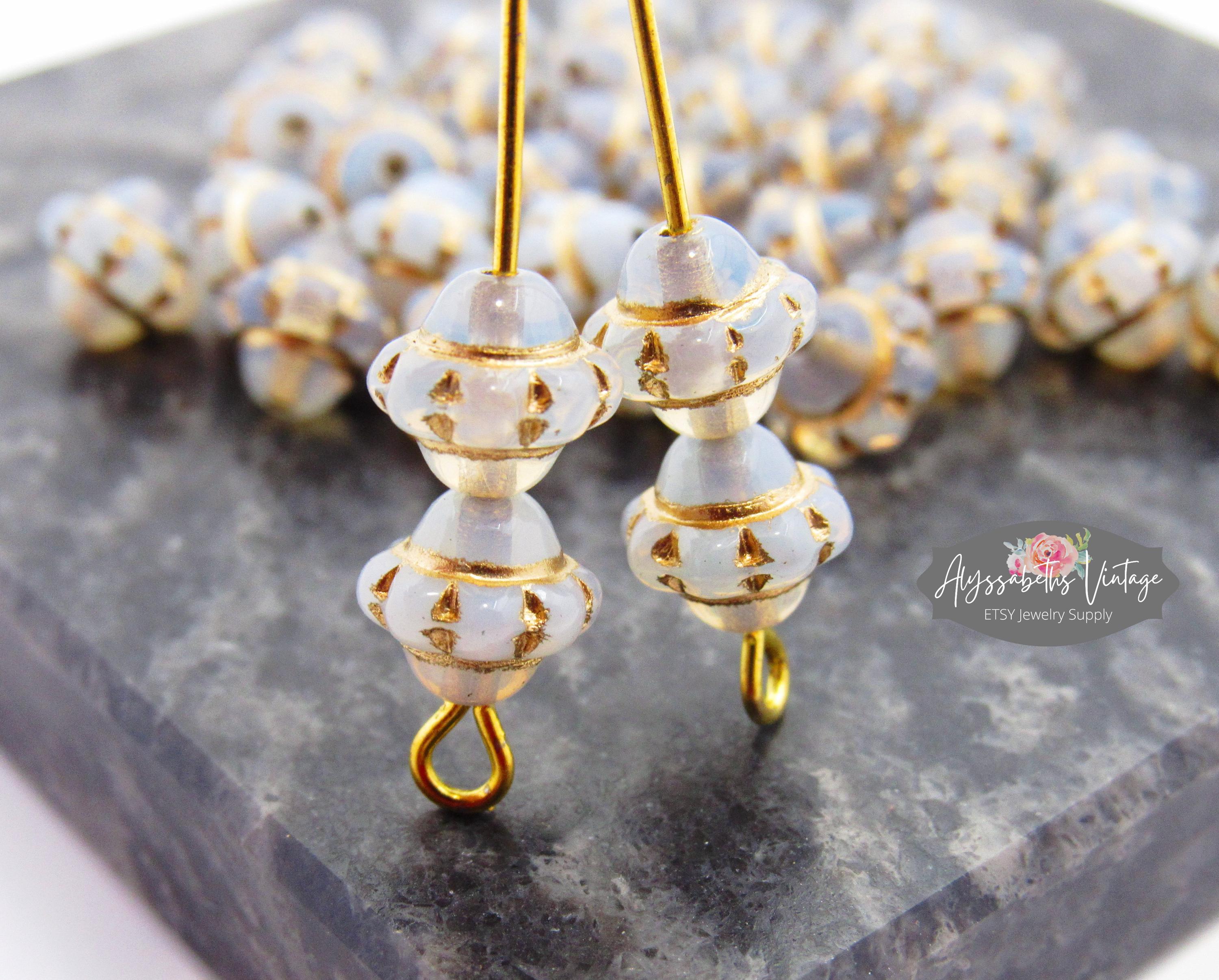 25 - ヴィンテージスタイルのアンティークゴールド＆ホワイトオパール