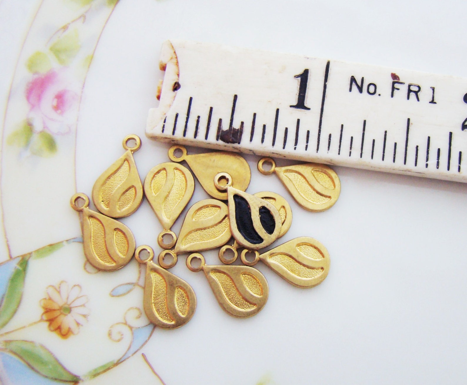 Brass Teardrop Embossed Striped Charms for Resin Blanks Etsy