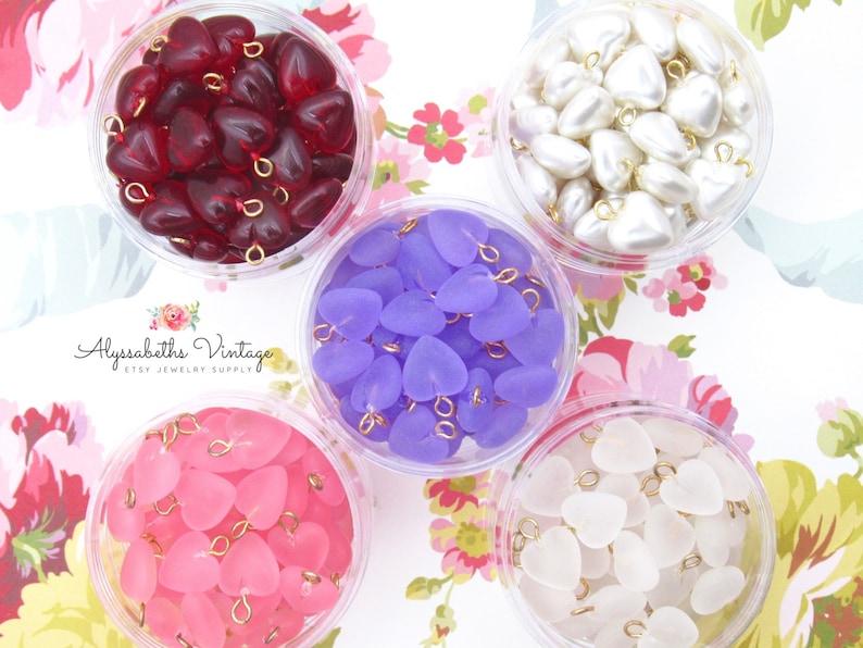 Sweet Valentine Puffed Heart Charms in Matte Pink Crystal image 0