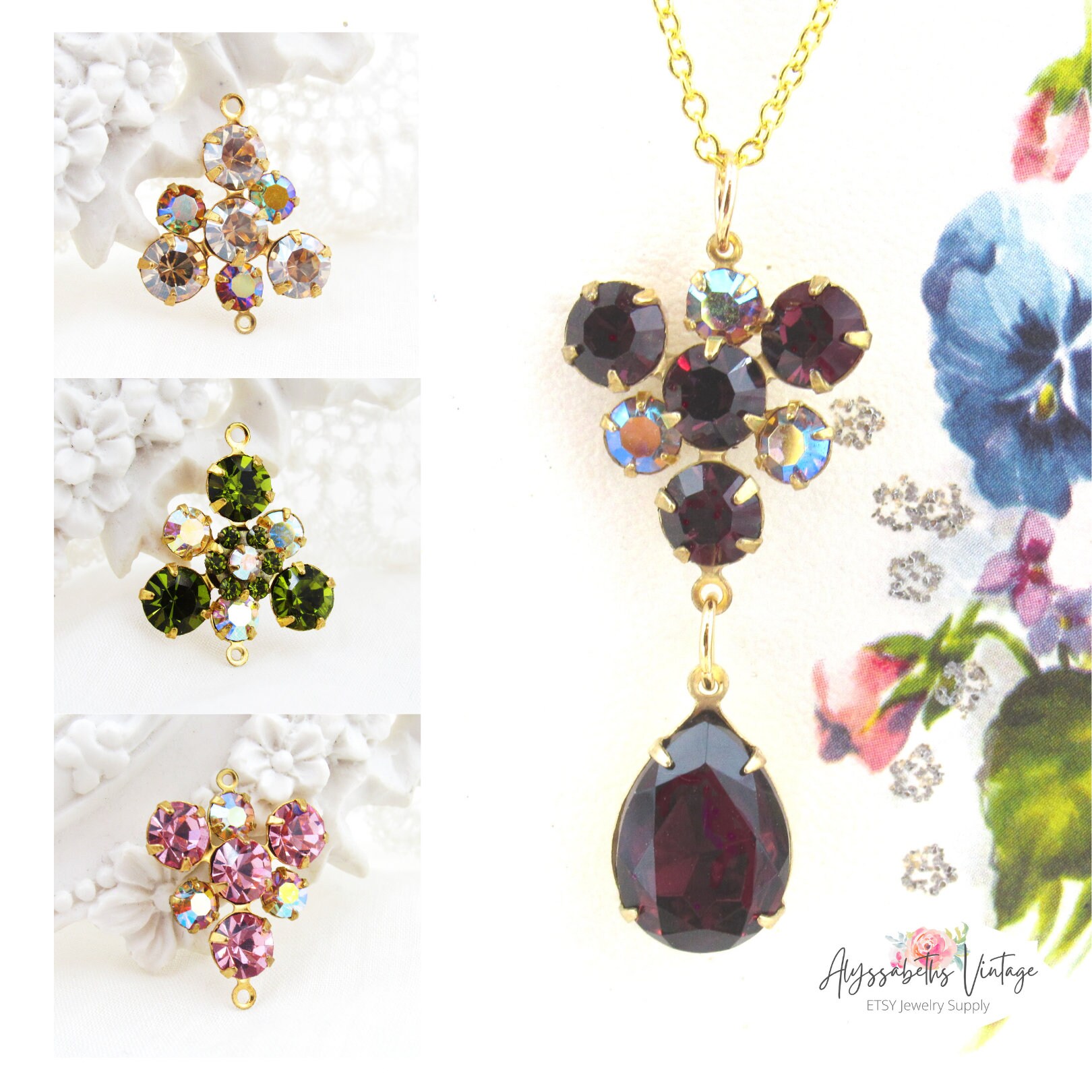Elegant Austrian Crystal Rhinestone Triangle Cluster Connectors 23x ...