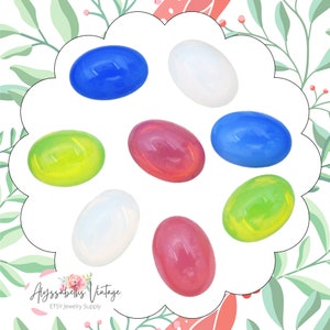 18x13 Blue Opal Glass Oval Cabochons, High Quality Czech Glass Smooth Top Milky Sapphire Flat Back Stones Jewels - 2 image 2