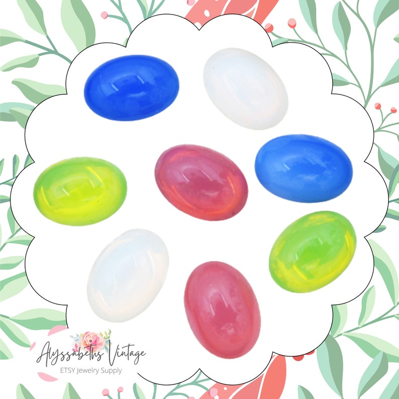 18x13 Blue Opal Glass Oval Cabochons, High Quality Czech Glass Smooth Top Milky Sapphire Flat Back Stones Jewels - 2 image 2
