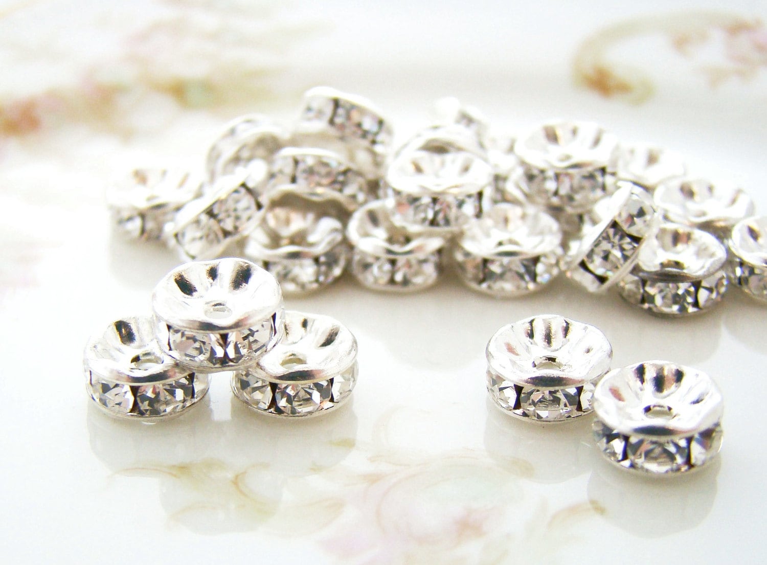 Barrette Argent Cristal Et Strass - Motif Opale Circulaire - NY Fashion Accessories - Neuf