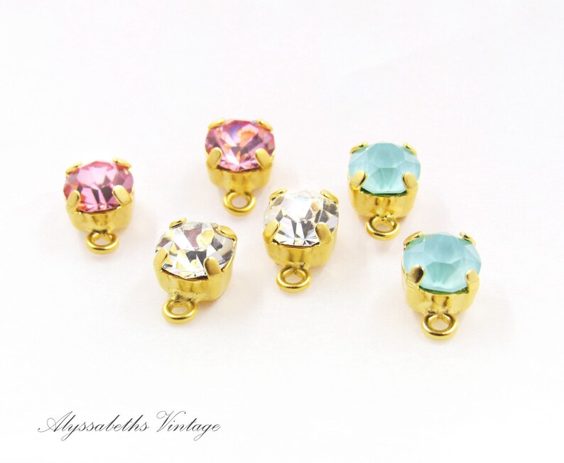Matte Gold & 6mm Rhinestone Earring Posts With Loop Stud Earrings ...