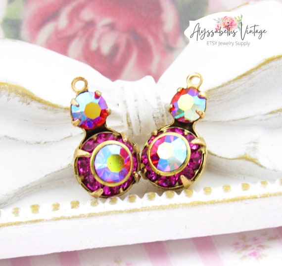 Connecteur En Quartz Fuchsia Facetté - Argent 925 - Idéal Pour Créations De Bijoux DIY