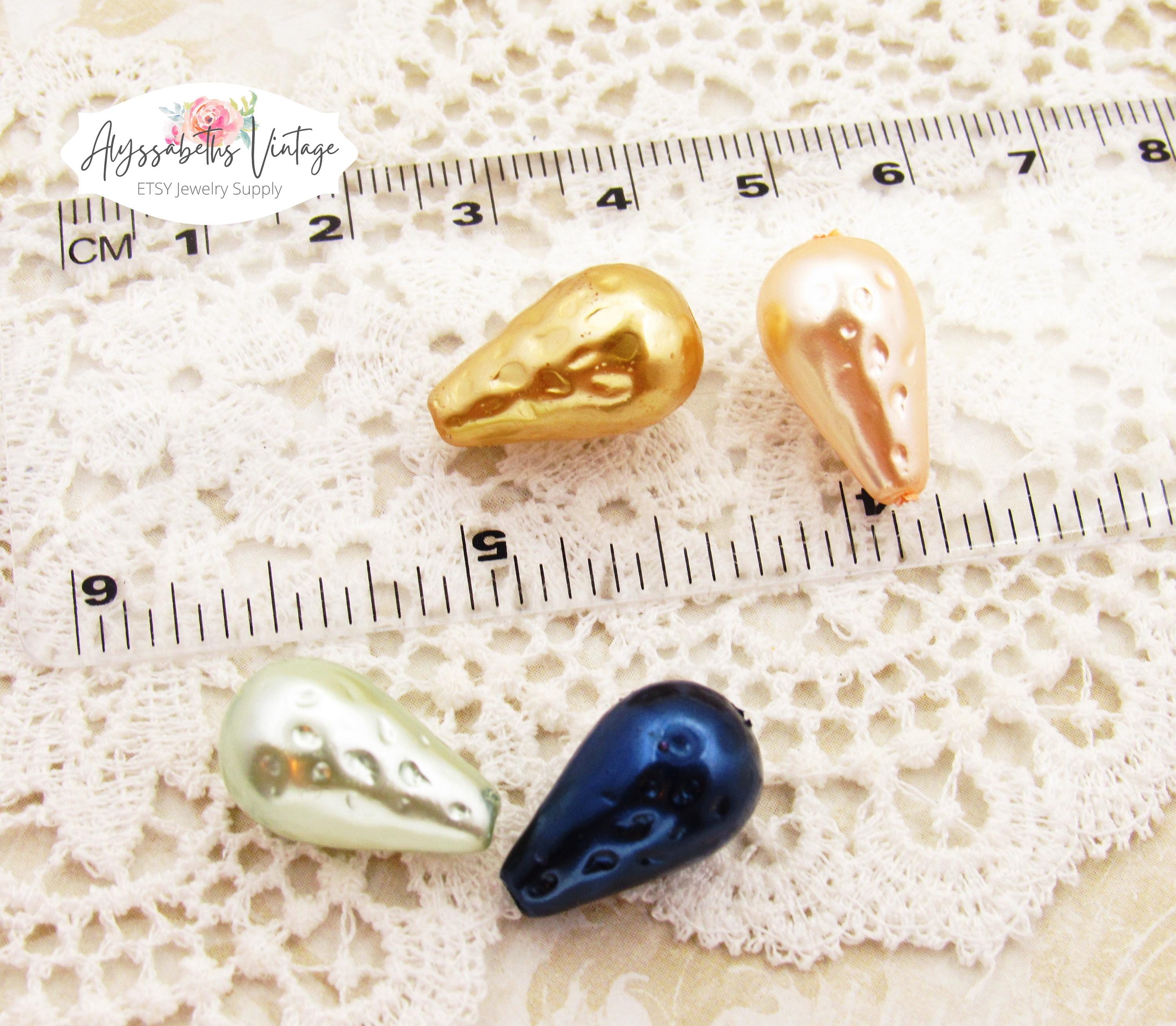 Elegant Large Baroque Dark Blue Teardrop Pearl 18x11mm, Hammered